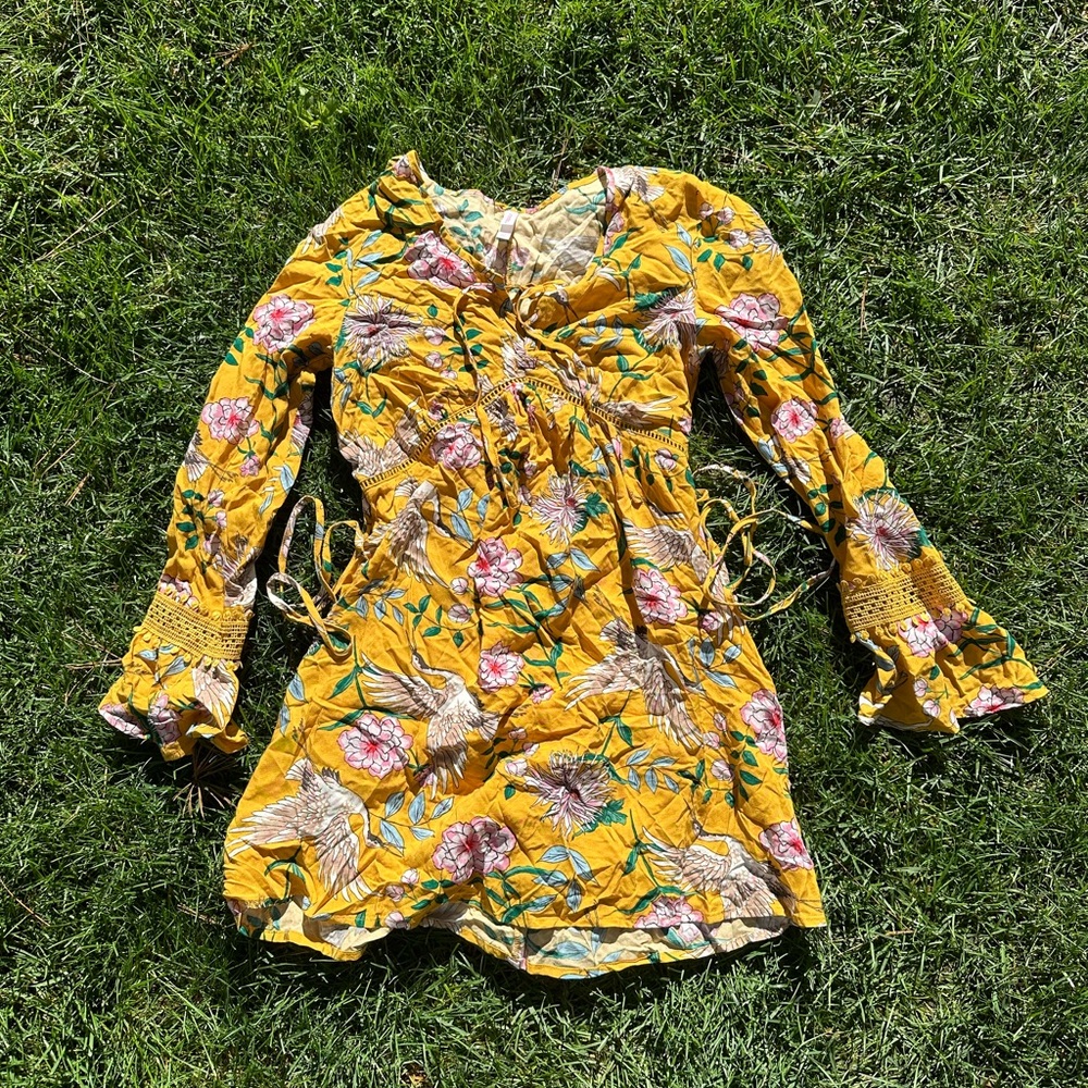 Xhilaration Yellow Floral Dress